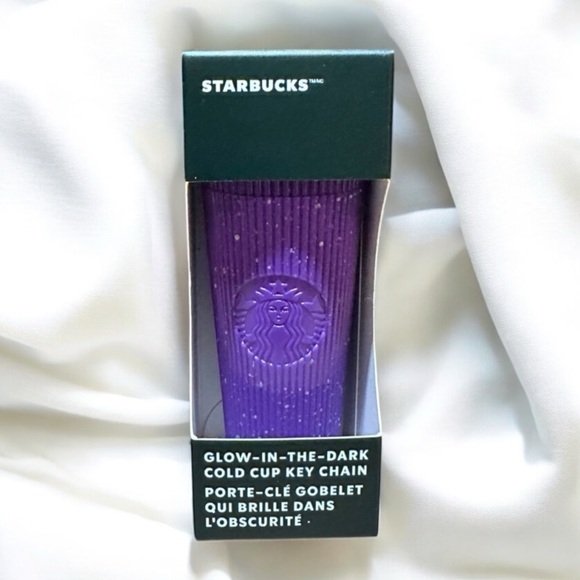 π Starbucks Purple Pleated Glow in the Dark Cold Cup Key Chain Halloween - Picture 2 of 7